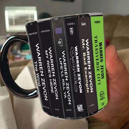 Warren Zevon Albums Cassette Collection Retro Accent Mug