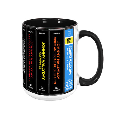 Johnny Hallyday Albums Cassette Collection Retro Accent Mug