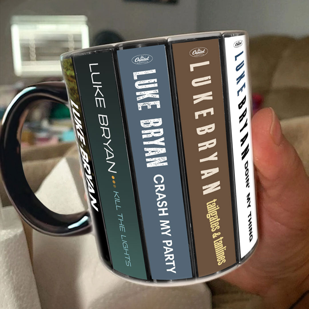 Luke Bryan Albums Cassette Collection Retro Accent Mug