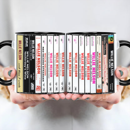 Willie Nelson Albums Cassette Collection Retro Accent Mug