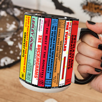 60s Pop Albums Cassette Collection Retro Accent Edge-to-Edge Printed Mug