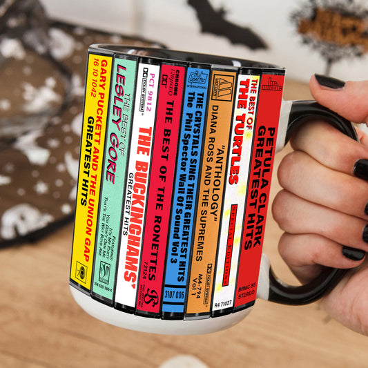 60s Pop Albums Cassette Collection Retro Accent Edge-to-Edge Printed Mug