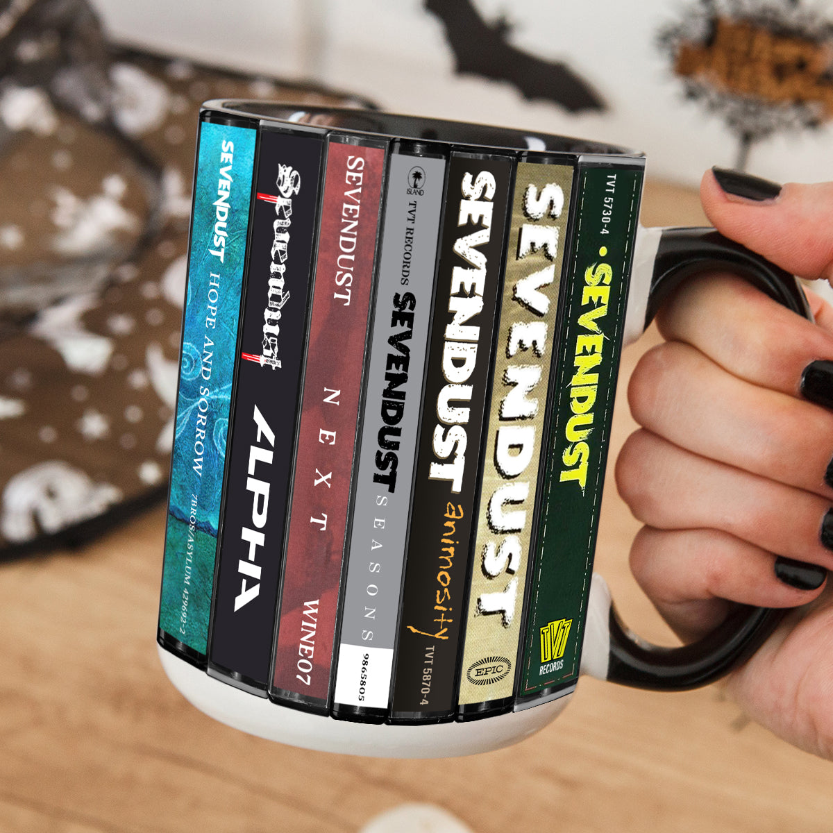 Sevendust Albums Cassette Collection Retro Accent Edge-to-Edge Printed Mug