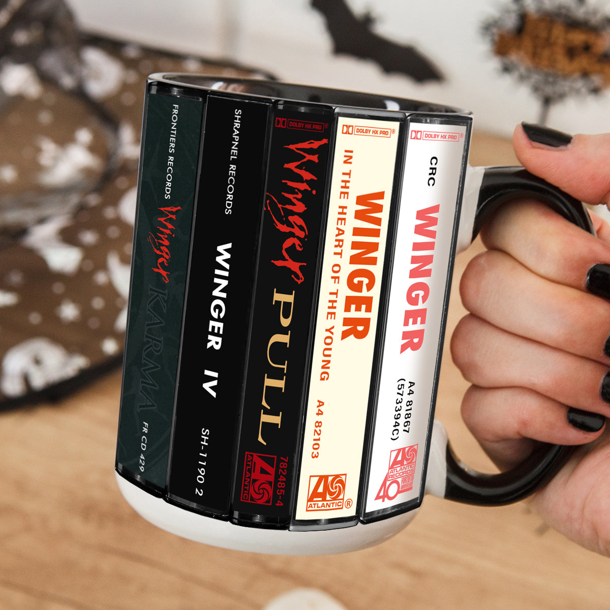 Winger Albums Cassette Collection Retro Accent Edge-to-Edge Printed Mug