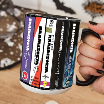 Rammstein Albums Cassette Collection Retro Accent Edge-to-Edge Printed Mug