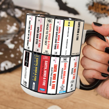 Earth, Wind & Fire Albums Cassette Collection Retro Accent Edge-to-Edge Printed Mug - Extended Version