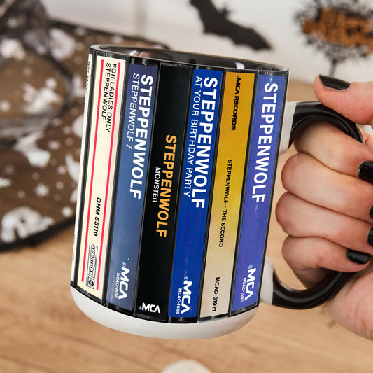Steppenwolf Albums Cassette Collection Retro Accent Edge-to-Edge Printed Mug