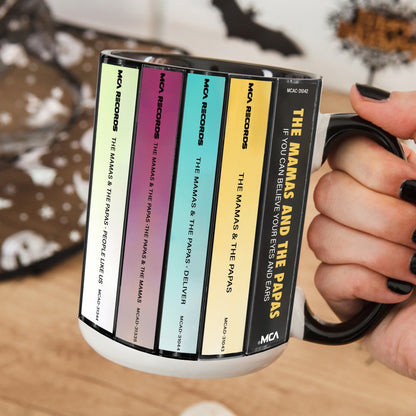 The Mamas & the Papas Albums Cassette Collection Retro Accent Edge-to-Edge Printed Mug