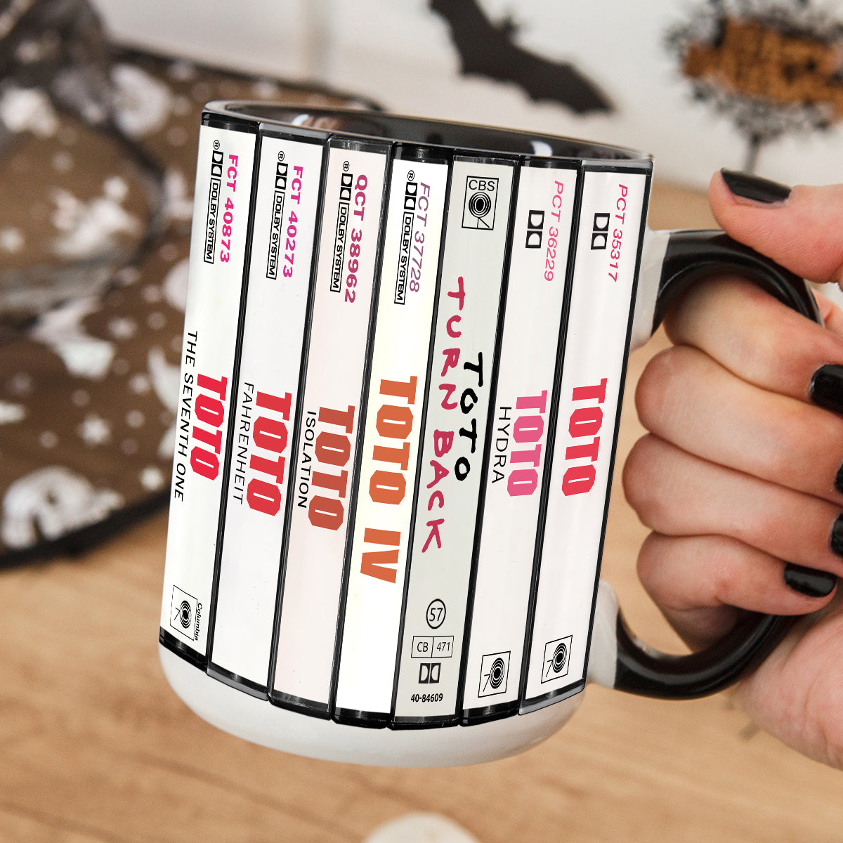 Toto Albums Cassette Collection Retro Accent Edge-to-Edge Printed Mug