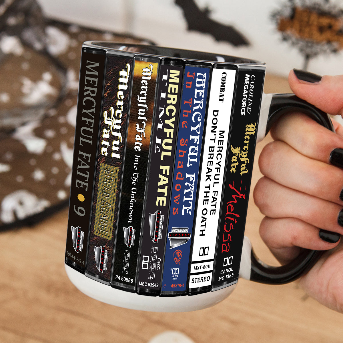 Mercyful Fate Albums Cassette Collection Retro Accent Edge-to-Edge Printed Mug