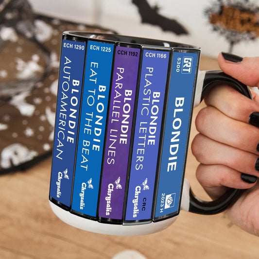 Blondie Albums Cassette Collection Retro Accent Edge-to-Edge Printed Mug