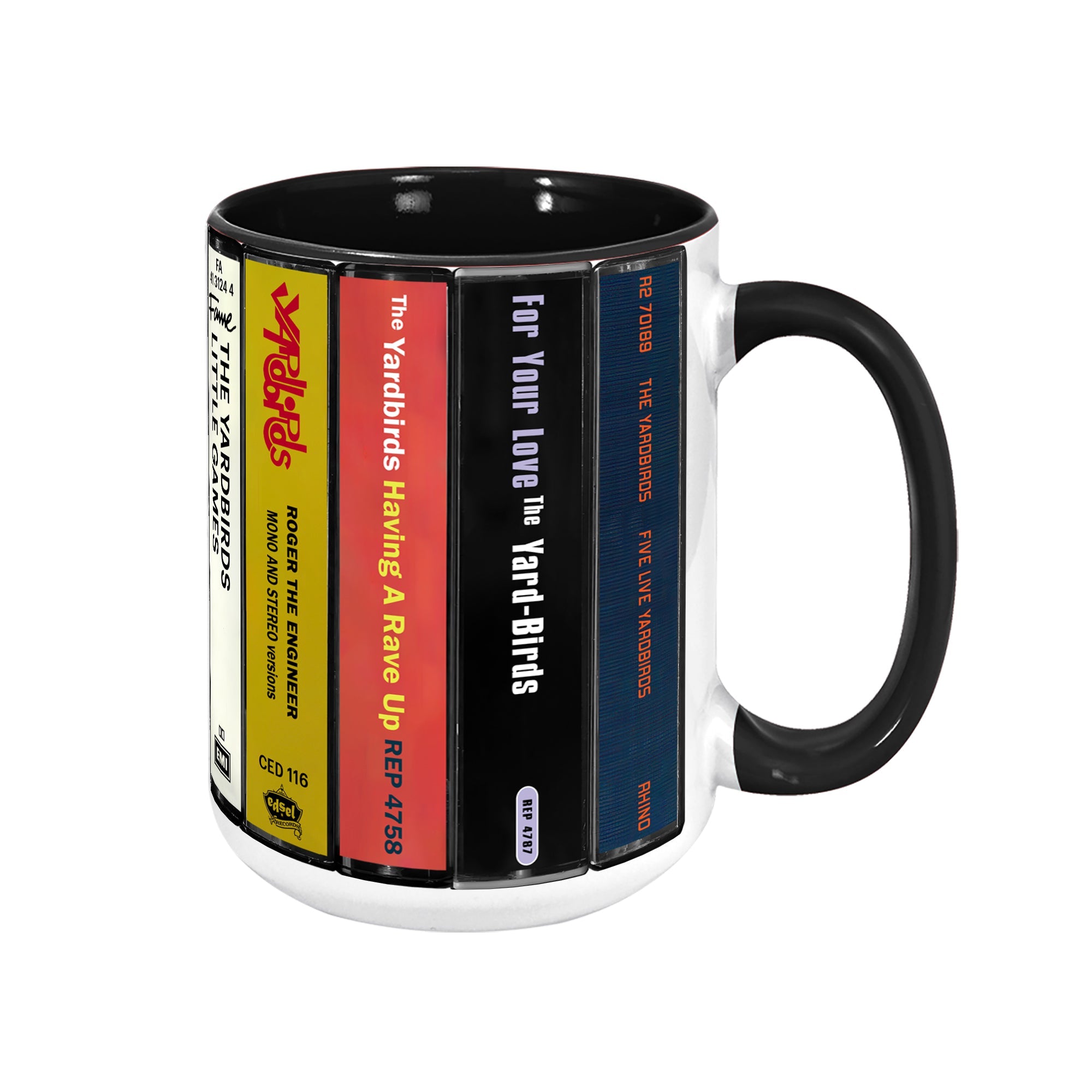 The Yardbirds Albums Cassette Collection Retro Accent Edge-to-Edge Printed Mug