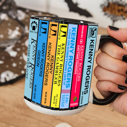 Kenny Rogers Albums Cassette Collection Retro Accent Edge-to-Edge Printed Mug - other version