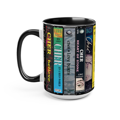Cher Albums Cassette Collection Retro Accent Edge-to-Edge Printed Mug