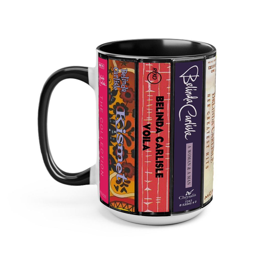 Belinda Carlisle Albums Cassette Collection Retro Accent Edge-to-Edge Printed Mug