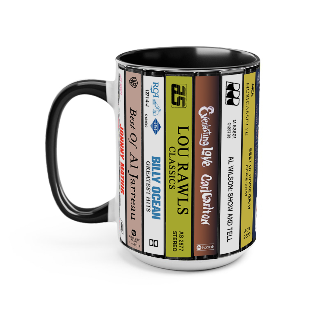 Male Soul Voices Albums Cassette Collection Retro Accent Edge-to-Edge Printed Mug