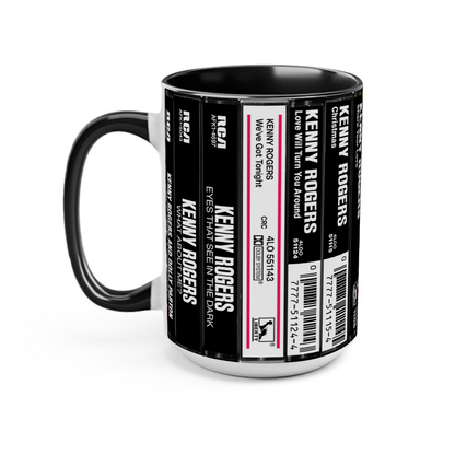 Kenny Rogers Albums Cassette Collection Retro Accent Edge-to-Edge Printed Mug