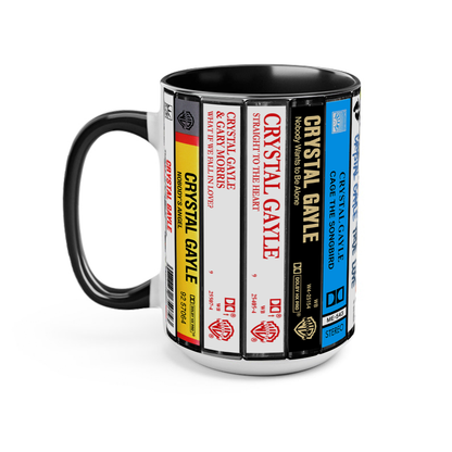 Crystal Gayle Albums Cassette Collection Retro Accent Edge-to-Edge Printed Mug