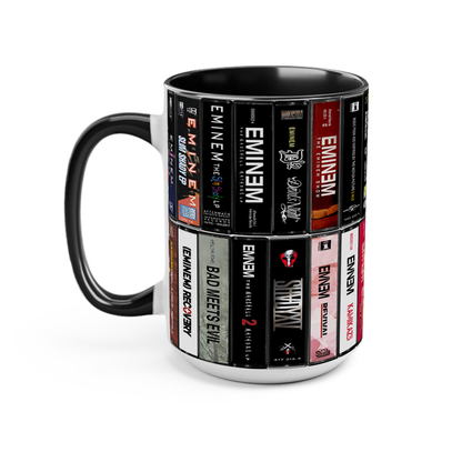 Eminem Albums Cassette Collection Retro Accent Edge-to-Edge Printed Mug- Extended Version