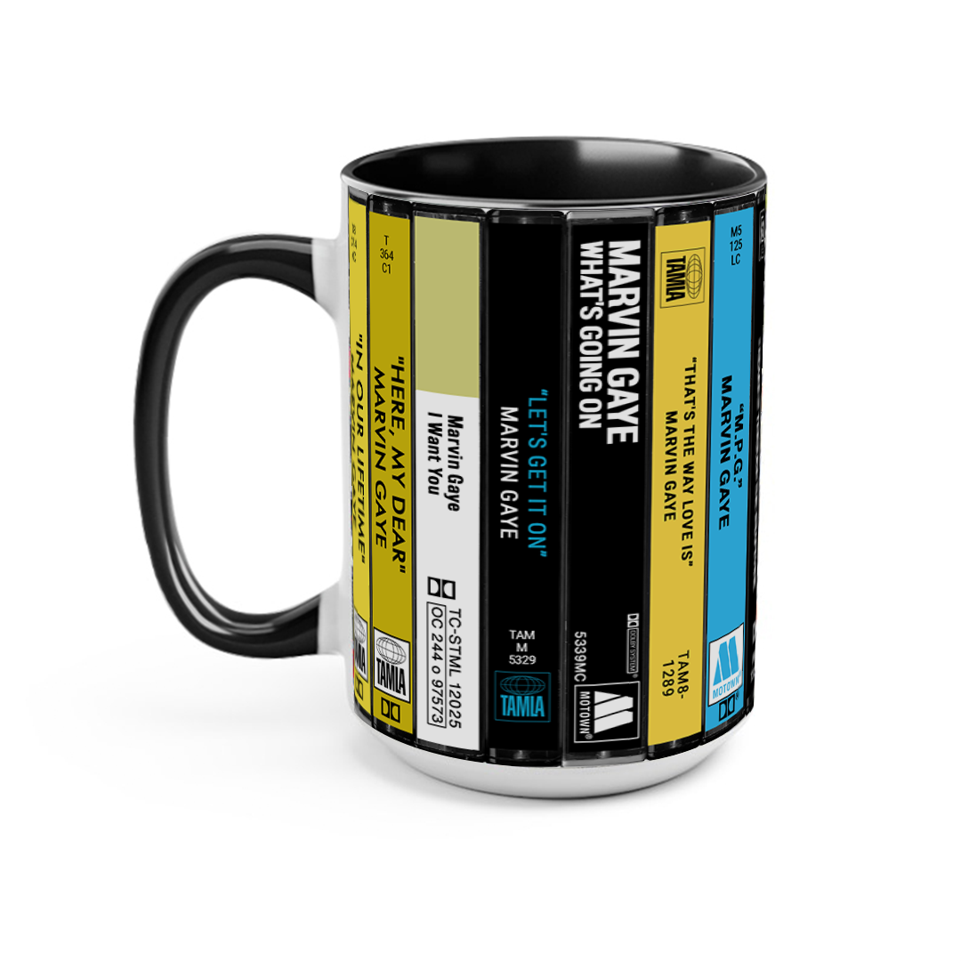 Marvin Gaye Albums Cassette Collection Retro Accent Edge-to-Edge Printed Mug