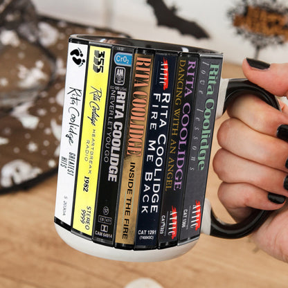 Rita Coolidge Albums Cassette Collection Retro Accent Edge-to-Edge Printed Mug