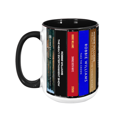 Robbie Williams Albums Cassette Collection Retro Accent Edge-to-Edge Printed Mug