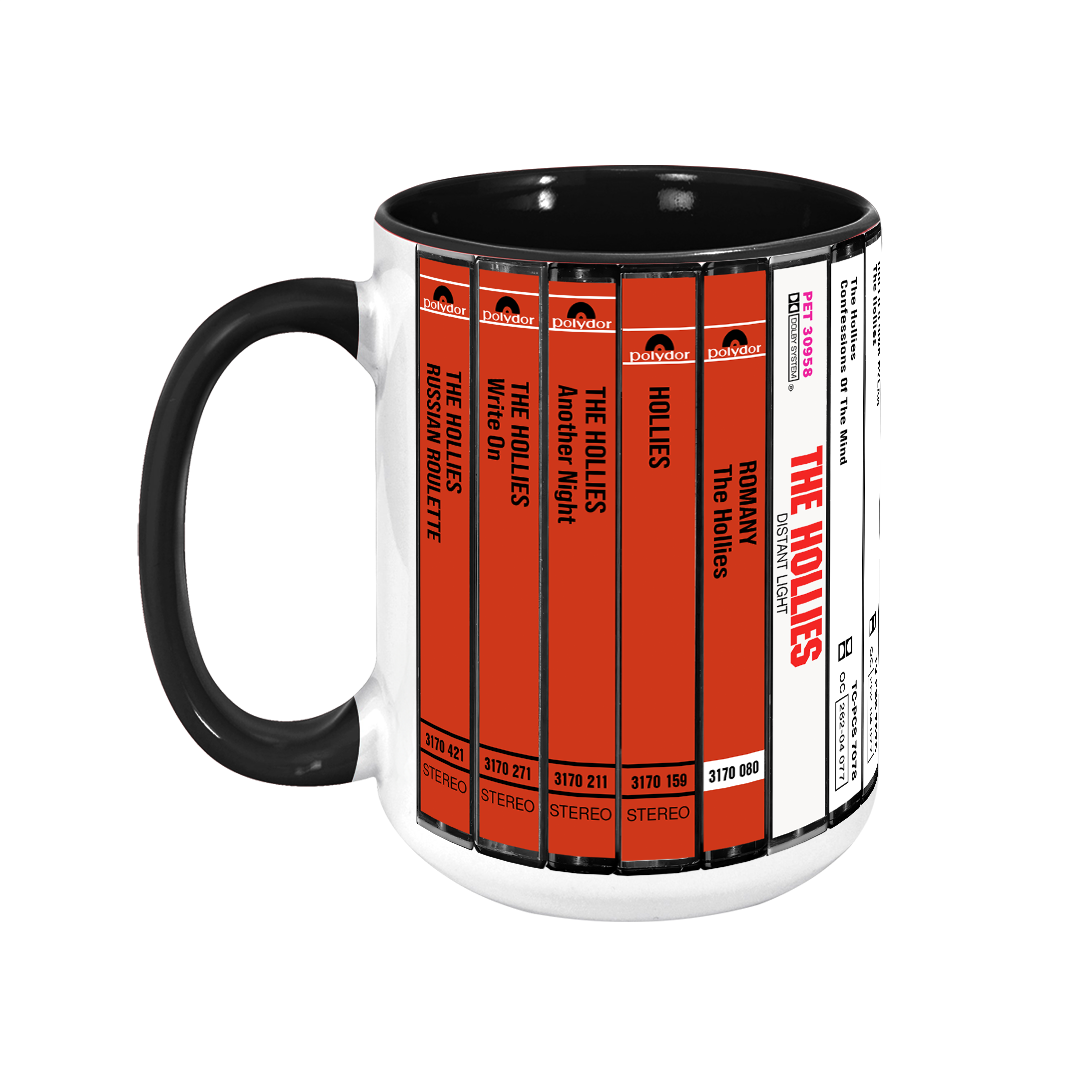 The Hollies Albums Cassette Collection Retro Accent Edge-to-Edge Printed Mug