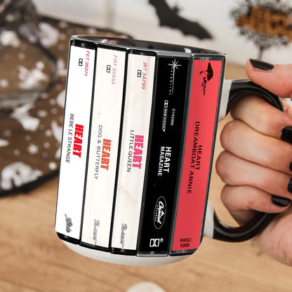 Heart Albums Cassette Collection Retro Accent Mug