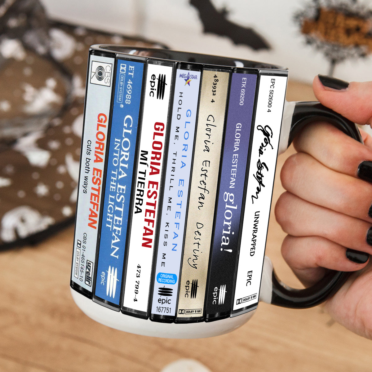 Miami Sound Machine Albums Cassette Collection Retro Accent Edge-to-Edge Printed Mug