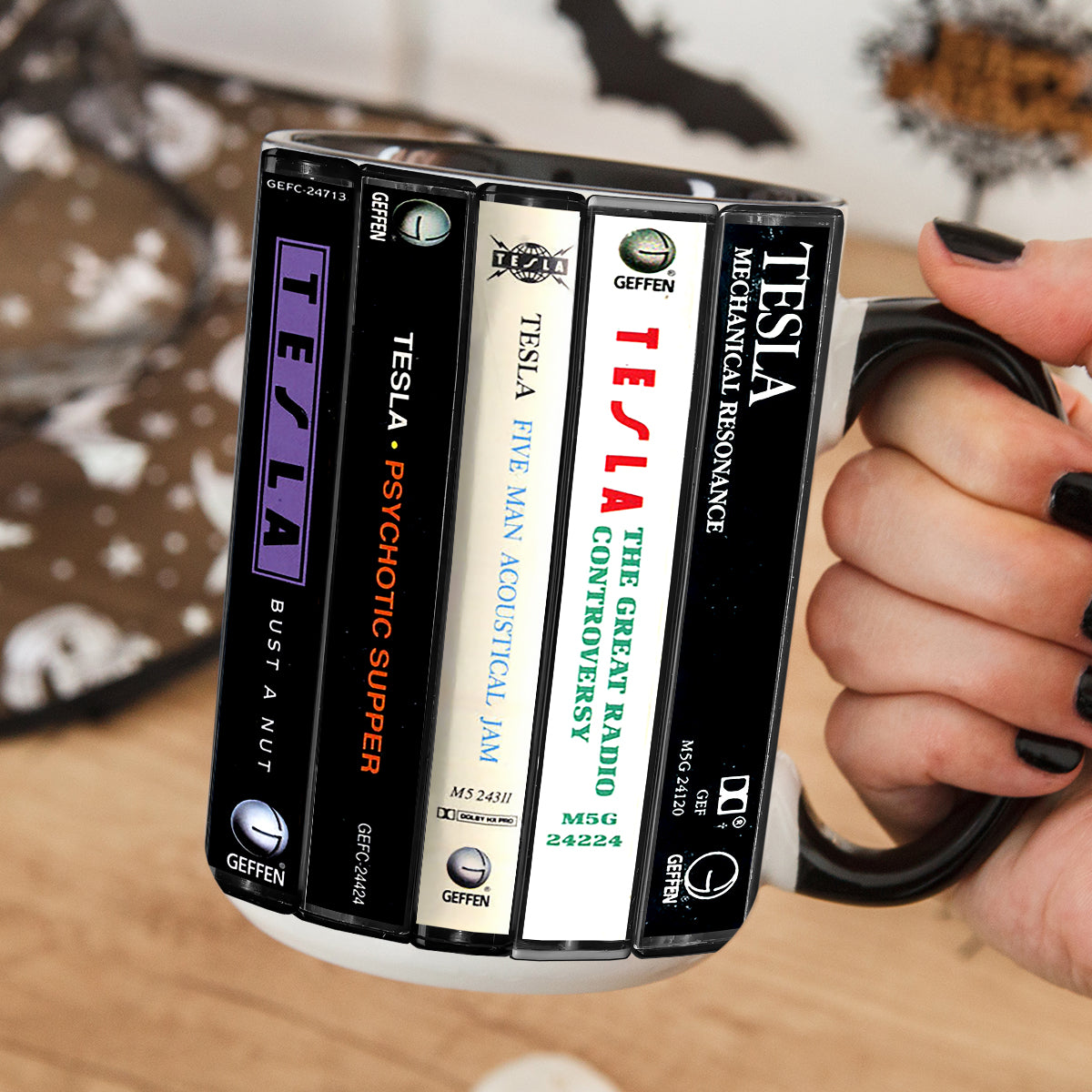 Tesla Albums Cassette Collection Retro Accent Mug