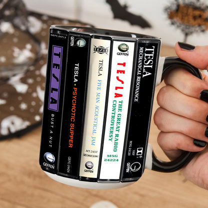 Tesla Albums Cassette Collection Retro Accent Mug