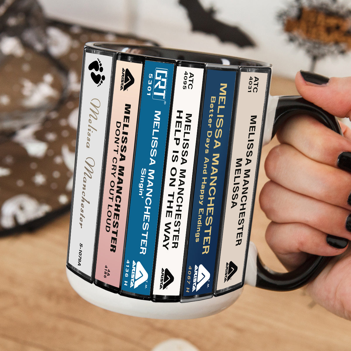 Melissa Manchester Albums Cassette Collection Retro Accent Edge-to-Edge Printed Mug