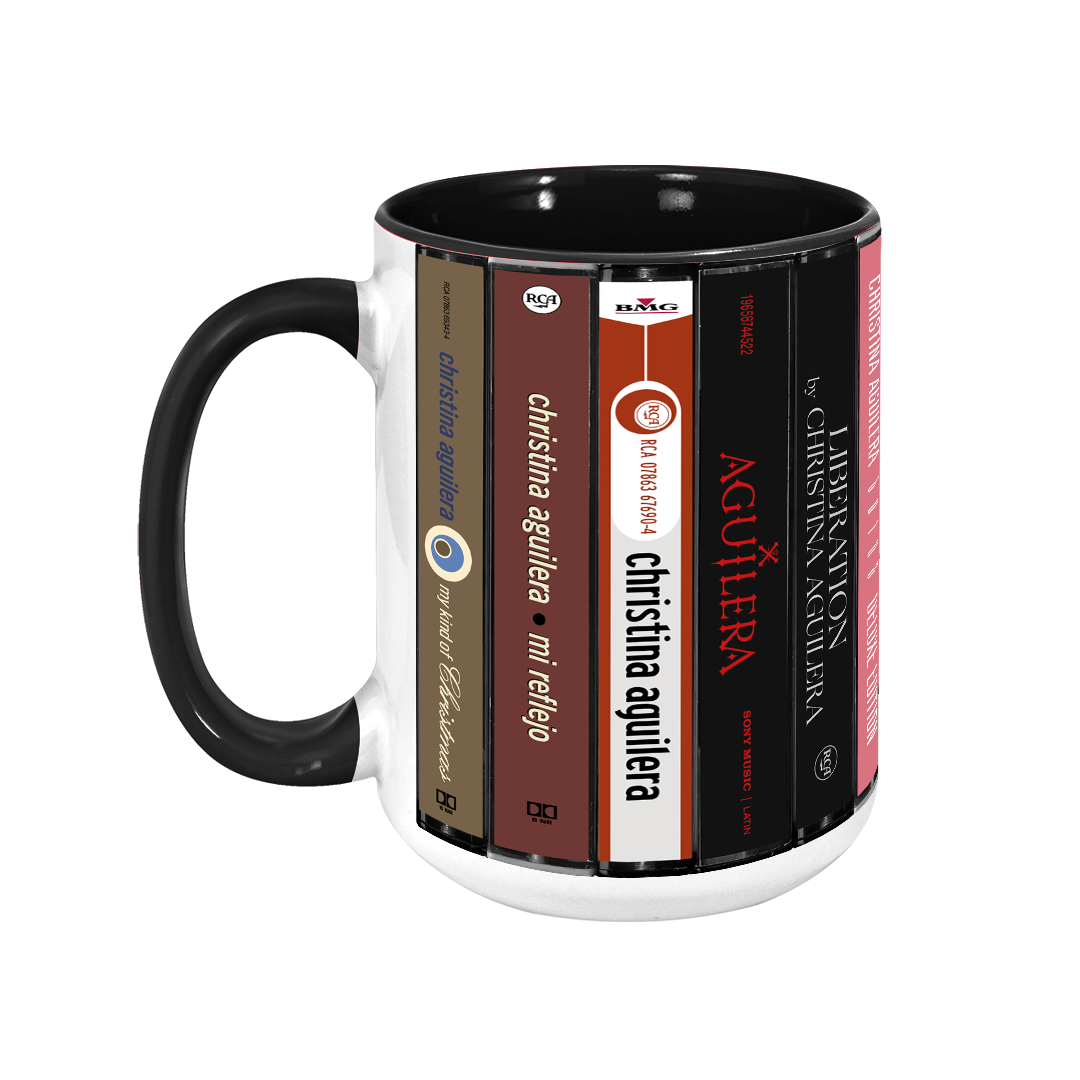 Christina Aguilera Albums Cassette Collection Retro Accent Edge-to-Edge Printed Mug