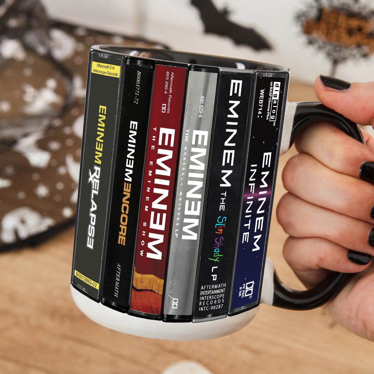 Eminem Albums Cassette Collection Retro Accent Edge-to-Edge Printed Mug