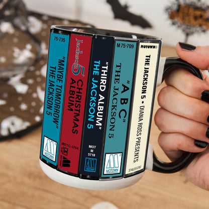 The Jackson 5 Albums Cassette Collection Retro Accent Edge-to-Edge Printed Mug