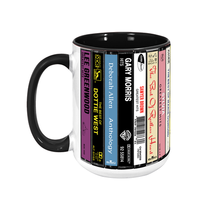 80s Country Albums Cassette Collection Retro Accent Edge-to-Edge Printed Mug