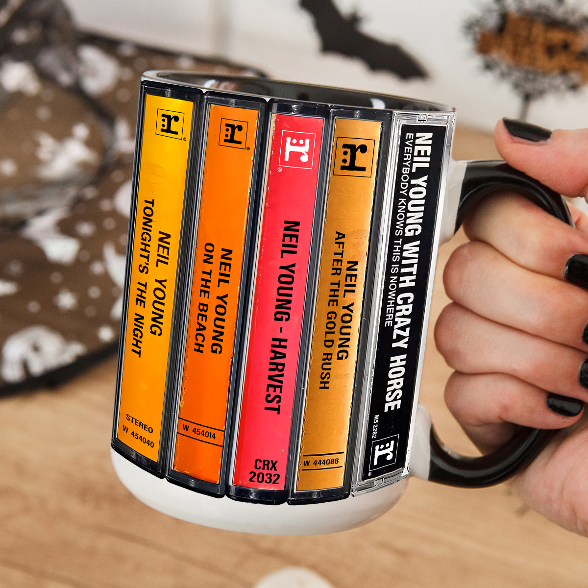 Neil Young Albums Cassette Retro Collection Accent Mug