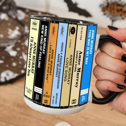 Anne Murray Albums Cassette Collection Retro Accent Edge-to-Edge Printed Mug