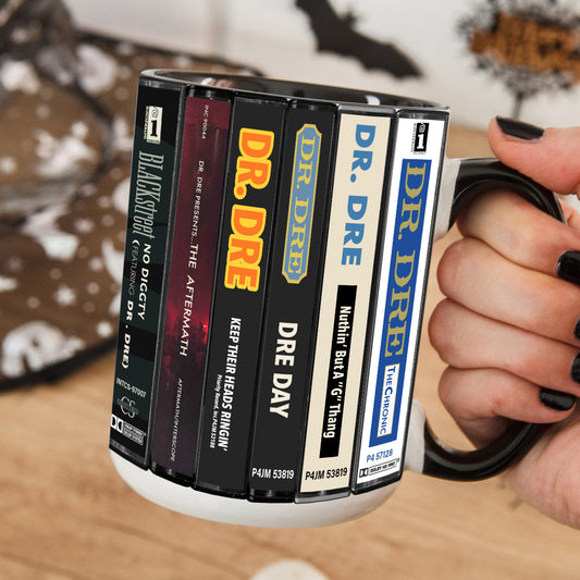 Dr. Dre Albums Cassette Collection Retro Accent Edge-to-Edge Printed Mug