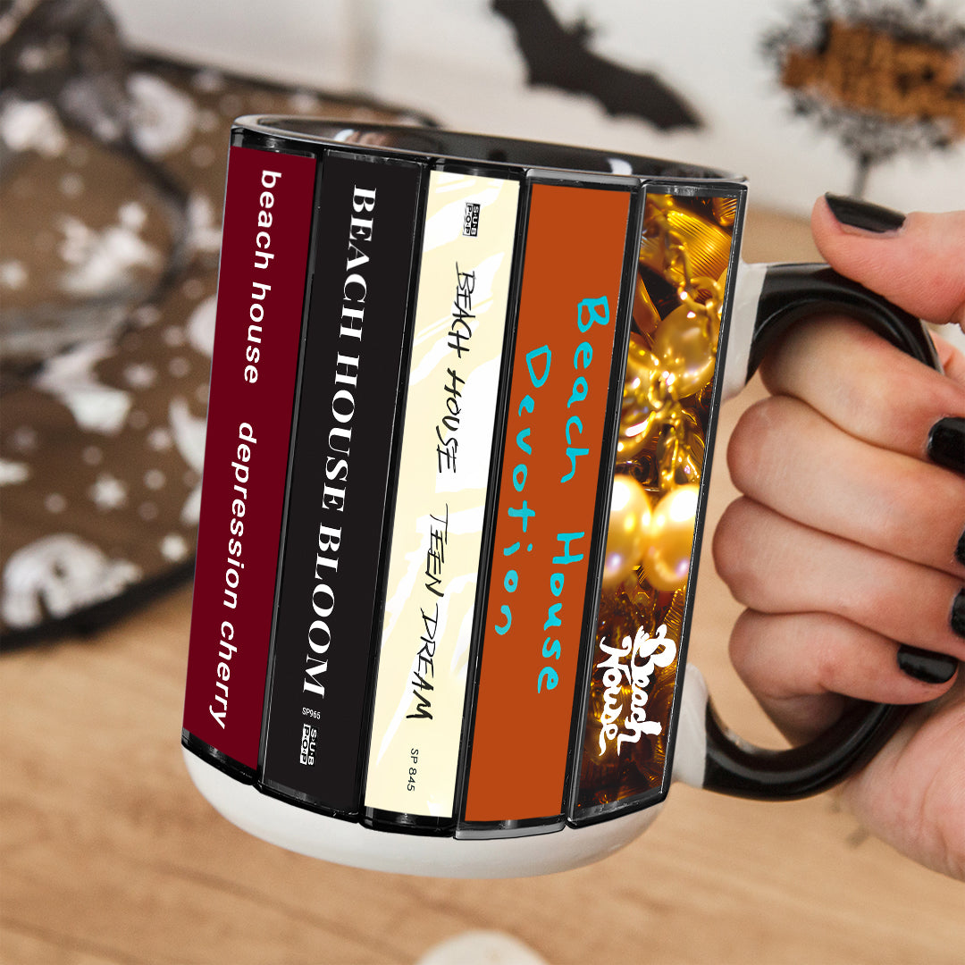 Beach House Albums Cassette Collection Retro Accent Mug