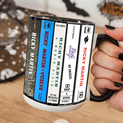 Ricky Martin Albums Cassette Collection Retro Accent Edge-to-Edge Printed Mug