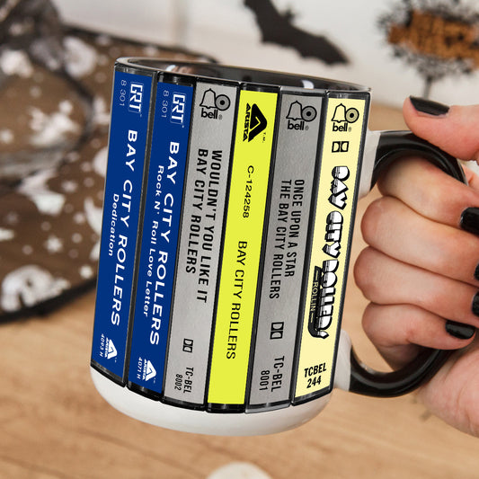 Bay City Rollers Albums Cassette Collection Retro Accent Edge-to-Edge Printed Mug