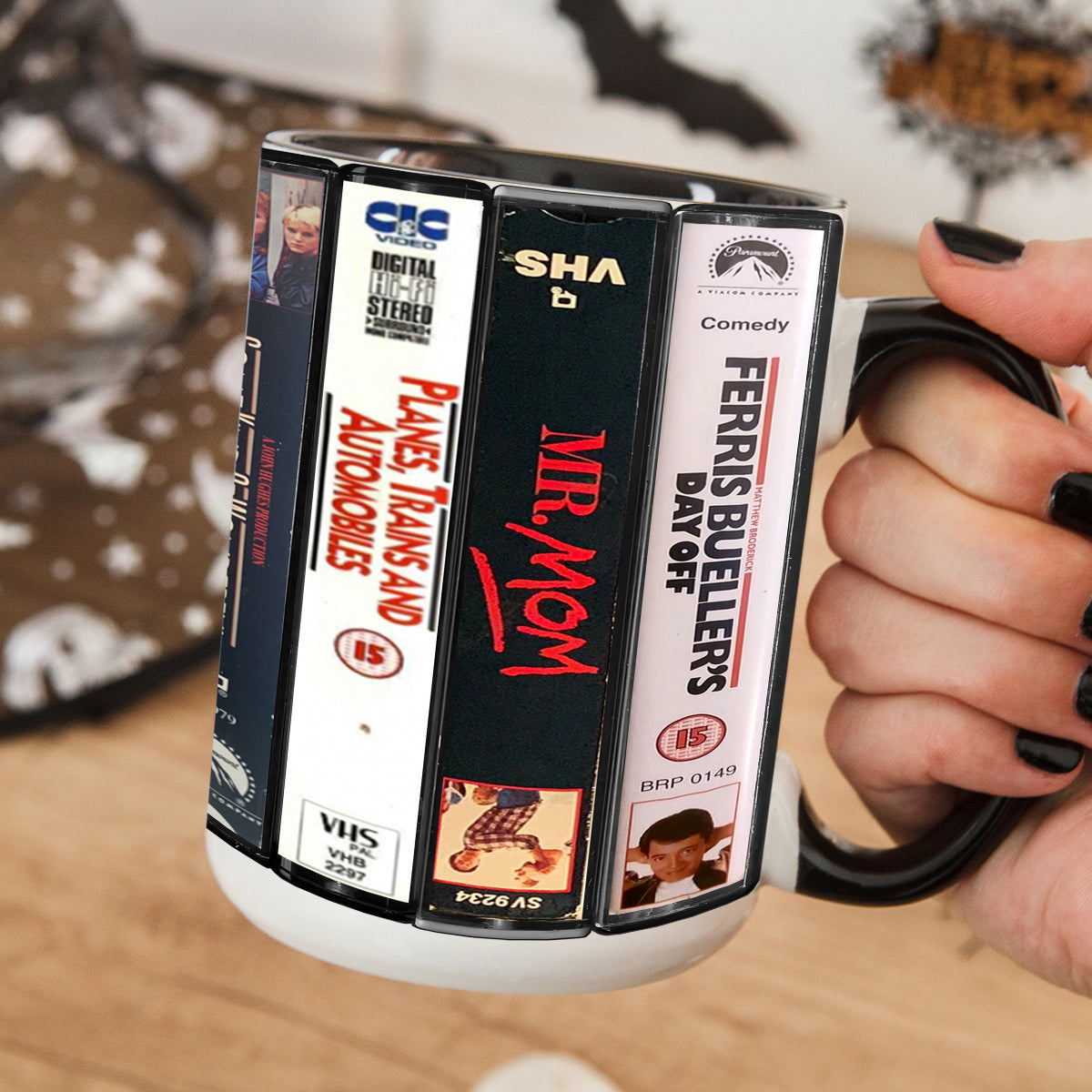 80's VHS Tapes Movies Accent Edge-to-Edge Printed Mug