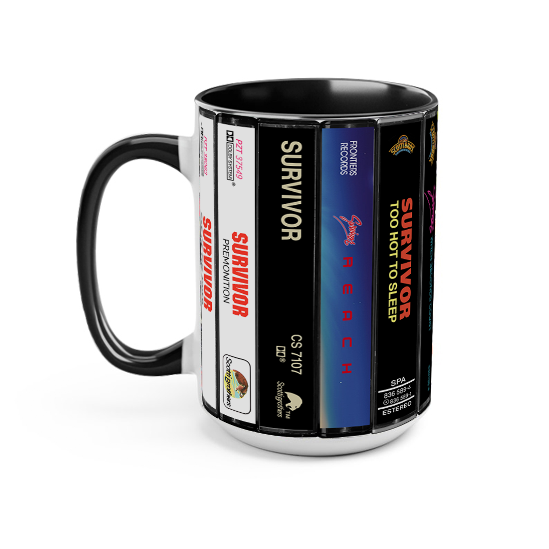 Survivor Albums Cassette Collection Retro Accent Edge-to-Edge Printed Mug