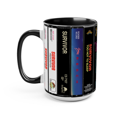Survivor Albums Cassette Collection Retro Accent Edge-to-Edge Printed Mug