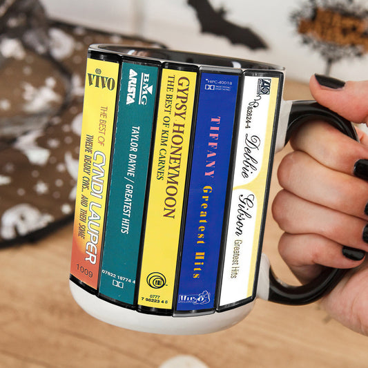 80's Female Voices Albums Cassette Collection Retro Accent Edge-to-Edge Printed Mug
