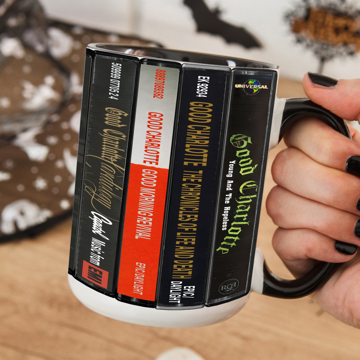 Good Charlotte Albums Cassette Collection Retro Accent Edge-to-Edge Printed Mug