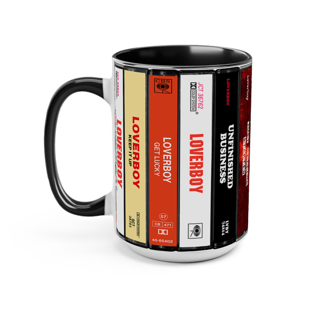 Loverboy Albums Cassette Collection Retro Accent Edge-to-Edge Printed Mug