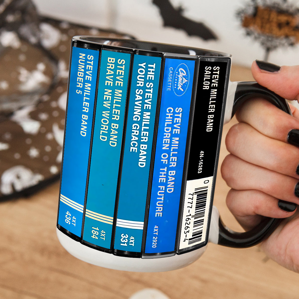 Steve Miller Band Albums Cassette Collection Retro Accent Edge-to-Edge Printed Mug