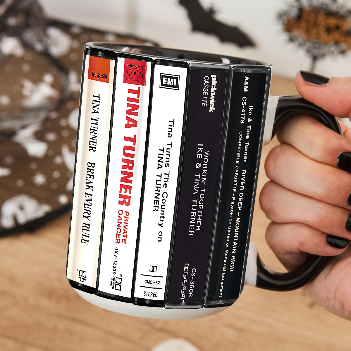 Tina Turner Albums Cassette Retro Collection Accent Mug